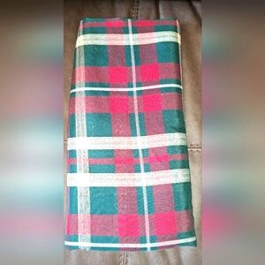 Vtg Christmas Holiday Plaid TableCloth Multicolor 60X52 Made in Taiwan